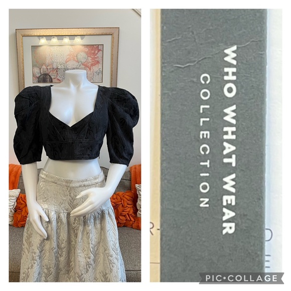 Who What Wear Tops - ❣️🆕Who What Wear DIV Black Puff Sleeve Cropped Top❣️